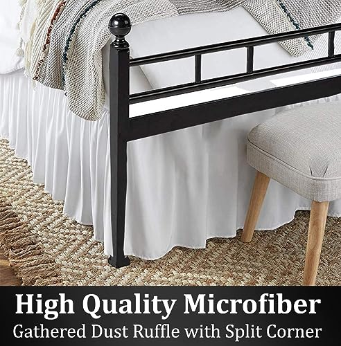 White Twin Ruffled Bed Skirt - 12 Inch Drop Microfiber Dust Ruffle