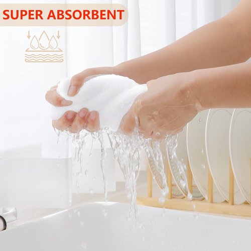 Homaxy 100% Cotton Kitchen Dish Cloths - Ultra Soft, Absorbent & Quick Drying | 12x12 Inches, 6-Pack, White