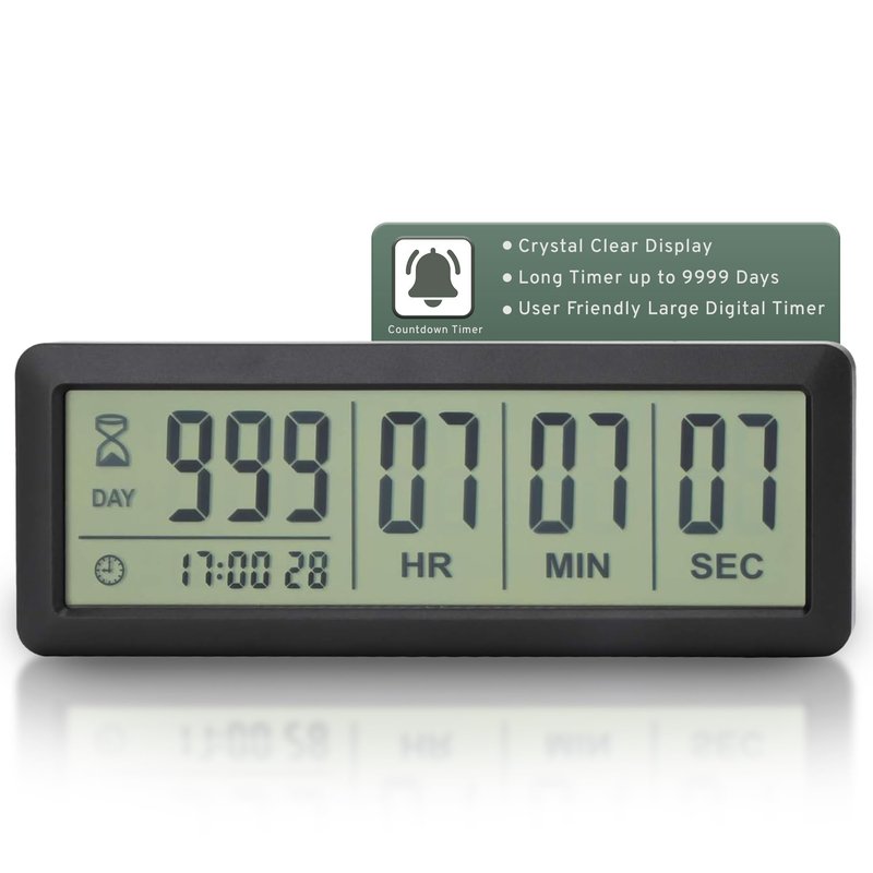 Countables - Large LCD Digital Countdown Clock - Up to 999 Days - Countdown and Retirement Timer, Count Down Clock for Retirement, Big Display Large Digital Timer for All Events (Black)