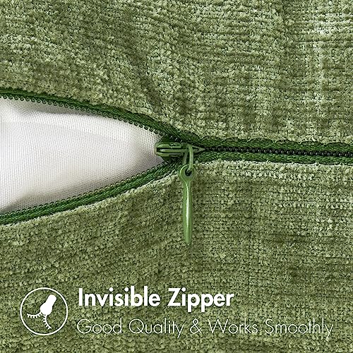 MIULEE Soft Chenille Throw Pillow Covers, Sage Green 18x18 Inch, Set of 2