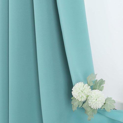 ChrisDowa Small Window Curtains - Grommet Thermal Insulated Room Darkening Panels, Aqua, 34 x 36 Inch