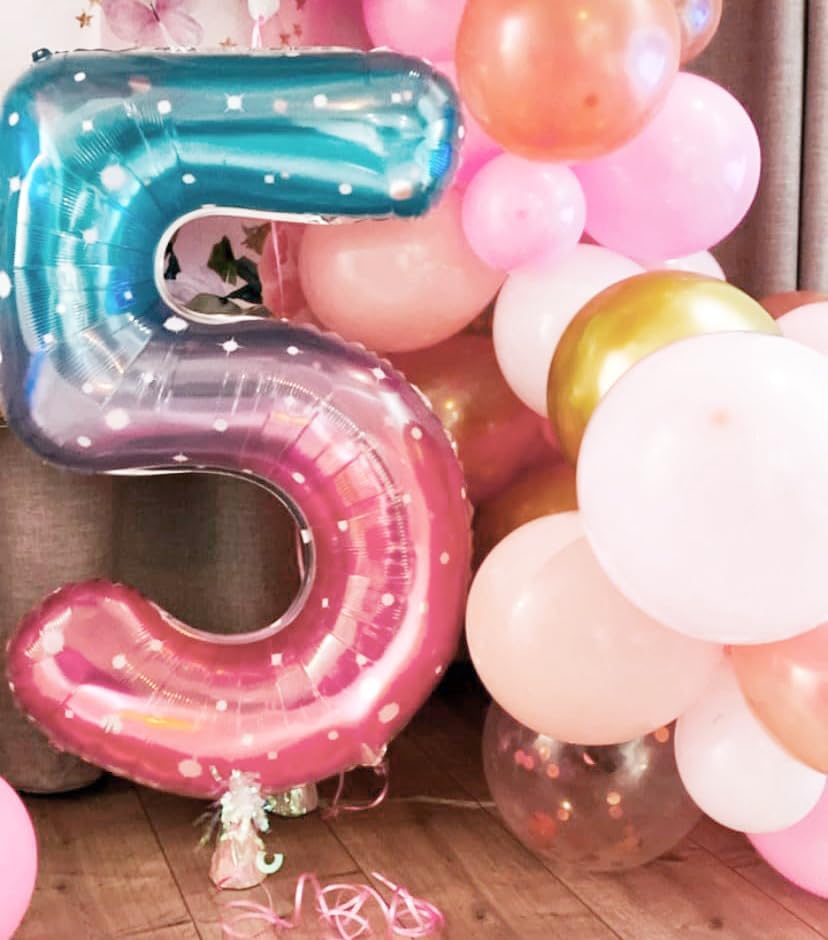 Skiennix 40-Inch Balloon Numbers - Big Pink, Purple & Blue Balloons for 5th Birthday & Wedding Decor