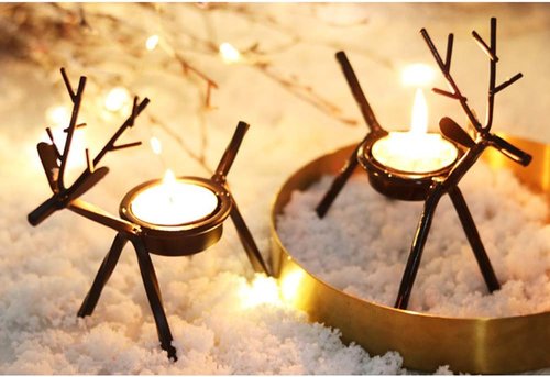 BestAlice Reindeer Tealight Holders - Metal Christmas Candle Holders for Holiday Decor | 2 Pack