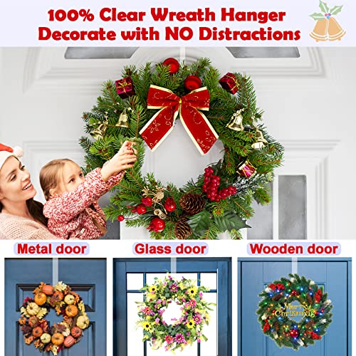 15-Inch Clear Plastic Wreath Hangers for Front Door - 2 Pack Over the Door Hooks