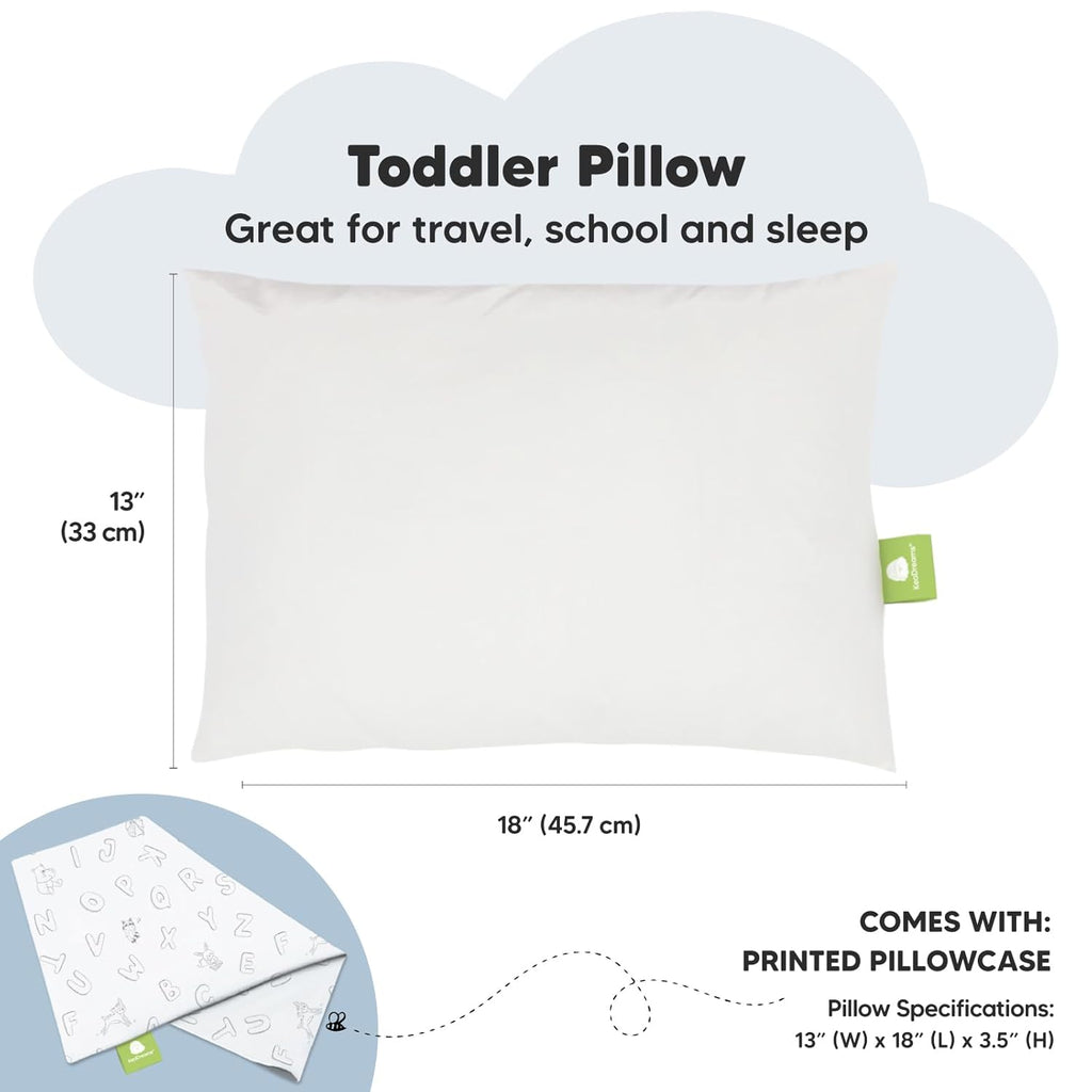 My Little Dreamy Toddler Pillow - Organic Cotton Travel Pillow with Soft, Breathable Pillowcase | 13x18 Inches for Ages 2-5
