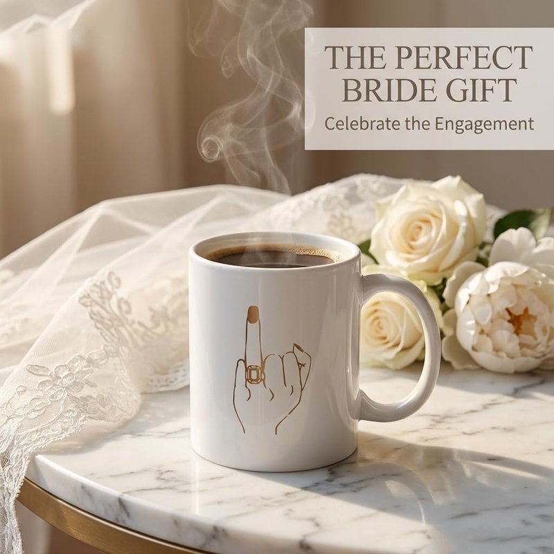 WEDNGGF Bride to Be Gifts for Bridal Shower Engagement & Bachelorette Gift Box for Future Mrs Includes Wooden Photo Frame, Coffee Mug, Real Gold Rimmed Ring Dish, Stainless Steel Tumbler & Spa Set