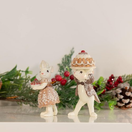 Braxio Christmas Gingerbread Mouse Figurine Set - Festive Tabletop Decor | Collectible Holiday Ornaments
