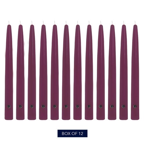 Colonial Candle Unscented Taper Candle, Handipt Collection, Mulberry, 12 in, Pack of 12 - Up to 10 Hours Burn