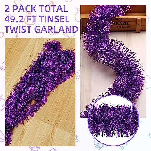 Ohiyoo Purple Tinsel Garland 50 Feet Christmas & Party Decor