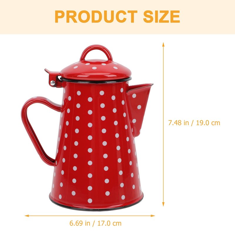 Zerodeko Enamel Kettle 7.48 Inch Pour-over Pot with Heat-Resistant Handle 17 Oz Household Stovetop Water Boiling Kettle for Kitchen Use