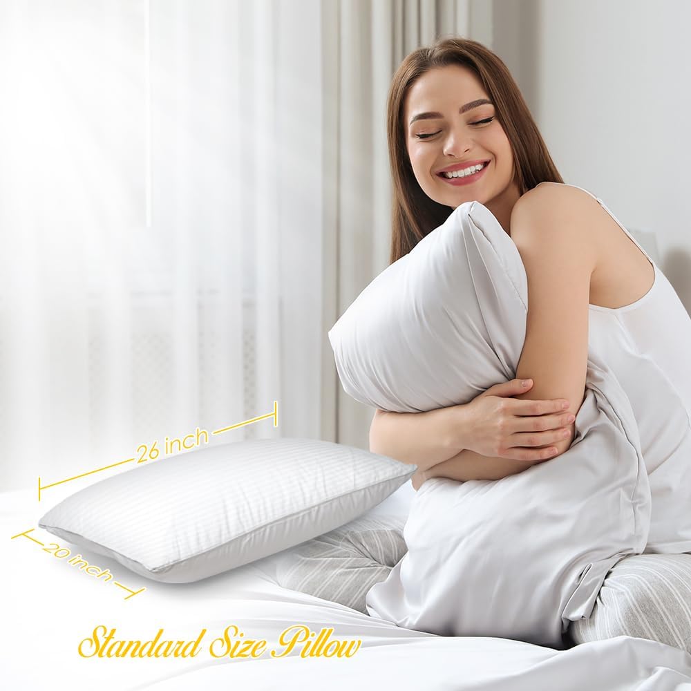 Skiennix Premium Gel Pillows - Luxury Plush Soft Bed Pillows for Home & Hotel | Standard Size, White (Pack of 2)