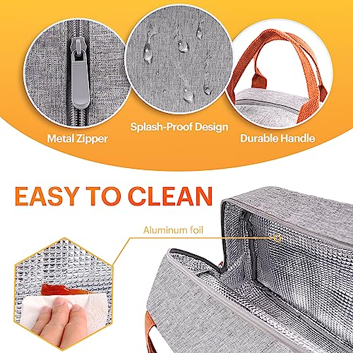 EASYFUN Insulated Lunch Bag for Men and Women, Grey Leakproof Lunch Box