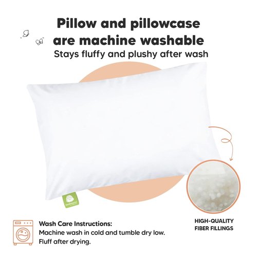 KeaBabies Toddler Pillow - Soft Cotton Baby Cushion with Pillowcase | 13x18 Inches, Machine Washable