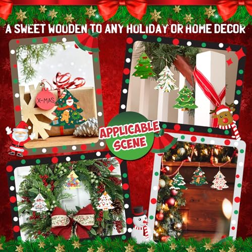 Sophena Christmastree Wooden Ornaments to Paint 3.5 Inch Unfinished DIY Christmas Holiday Decorations, 24PCS