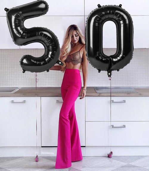 50 Balloon Number - Black 40-Inch Digital Balloons for 50th Birthday, Weddings & Celebrations