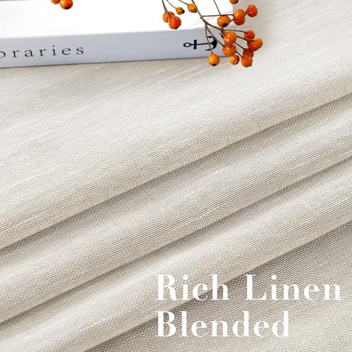 Natural Linen Sheer Curtains Panels, 84-Inch, Nickel Grommet, 2 Pack