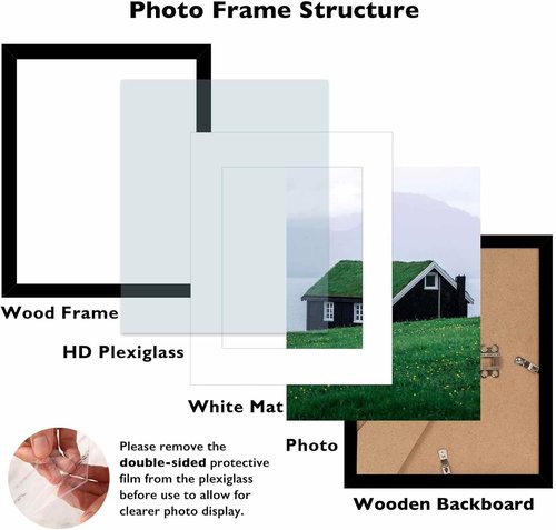 JCJMY Picture Frame Set of 2 - 8.5x11 Inch Frames with 6x8 Inch Mat for Photos & Certificates | Black