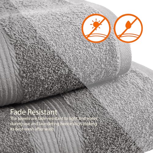 Amazon Basics 6-Piece 100% Cotton Towel Set - Gray Bath & Hand Towels