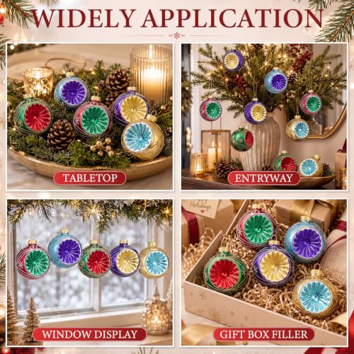 WinnerWhy 12 Pcs Vintage Glass Christmas Ornaments 2.56" Xmas Ball Set (12 Count)