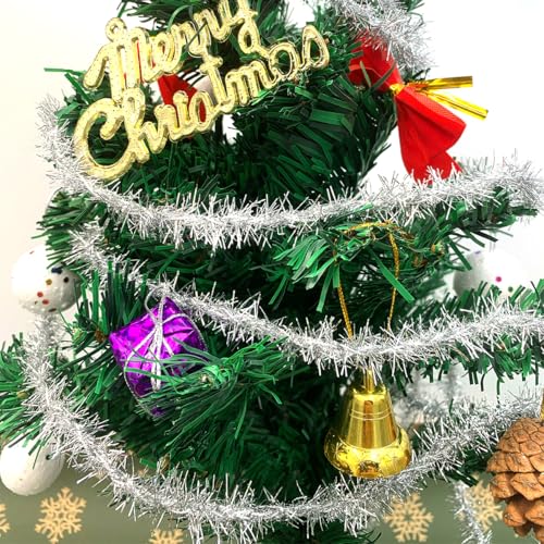 50-Yard Silver Metallic Tinsel Garland Ribbon for Christmas Tree & Party Decor