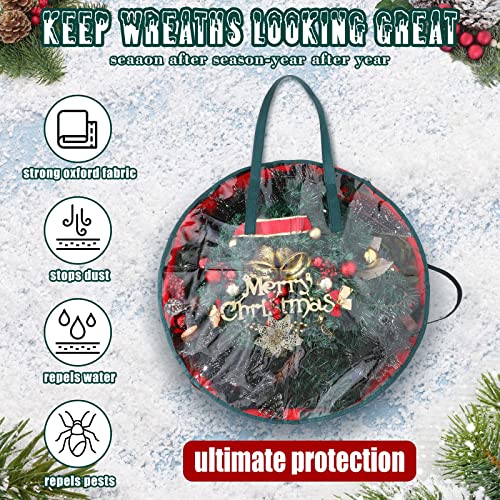 4 Pcs 24 Inch Wreath Storage Bag Container with Clear Window and Handles
