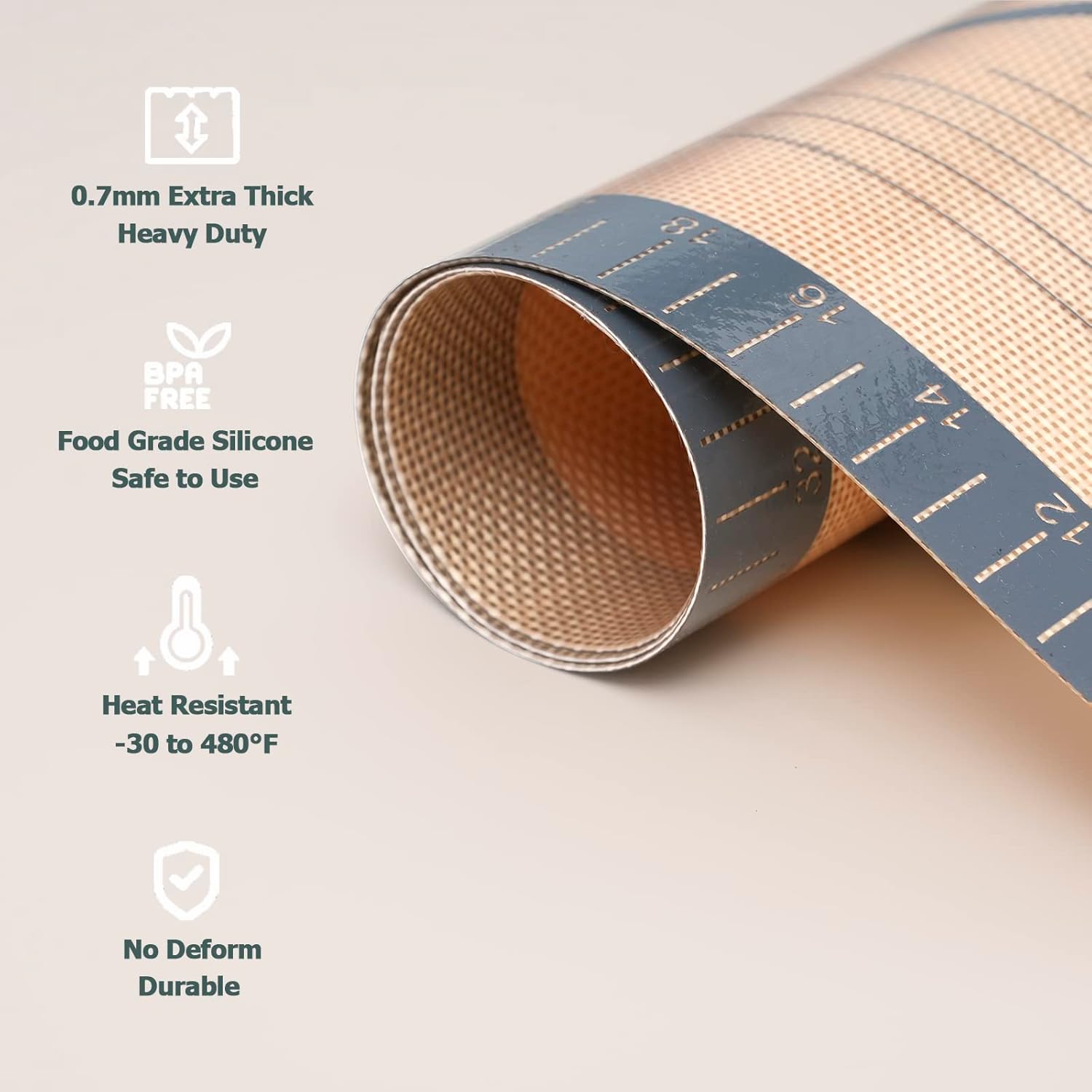 Sapid Extra Thick Silicone Baking Mat - Non-Slip with Measurements | Extra Large 20" x 28" Gray Dough Rolling Mat