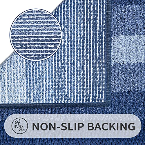 Gibelle Ocean Striped Bathroom Set with Shower Curtain & Non-Slip Bath Rug