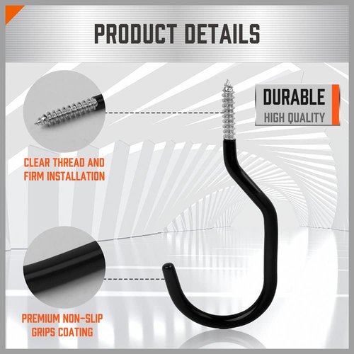 HORUSDY Heavy Duty Garage Storage Hooks - 6-Pack Utility Wall Hooks for Tools, Ladders & Bikes