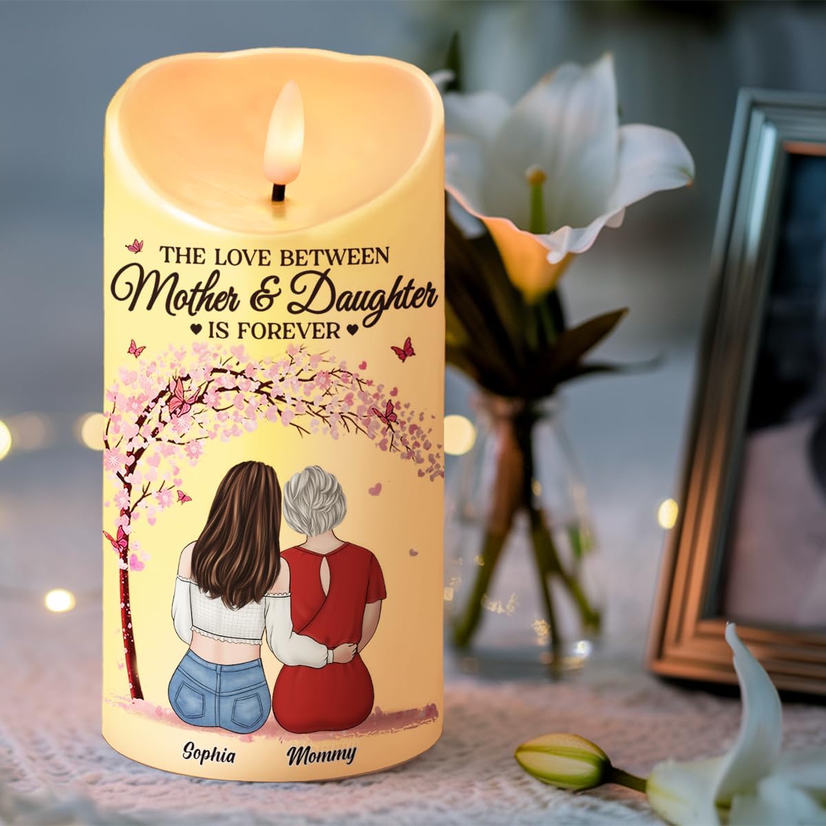 Regine Switzerland Personalized LED Flameless Candles - Mother & Daughter Gift for Special Occasions