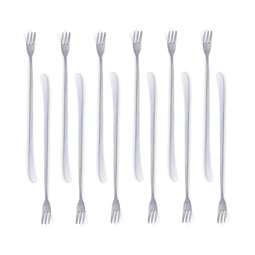 [JSeven] Long Handle Forks, Stainless Steel Dessert Forks, Fruits, Pickles Forks, Fancy Table Forks (12 Pcs)