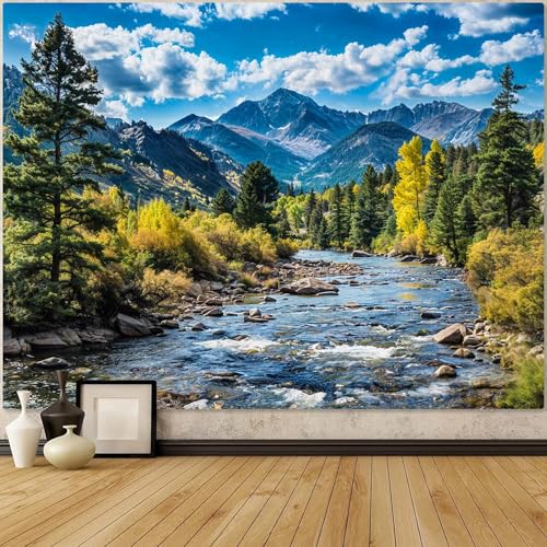 Nature Forest Mountain Tapestry - Green Pine Tree Wall Hanging Decor
