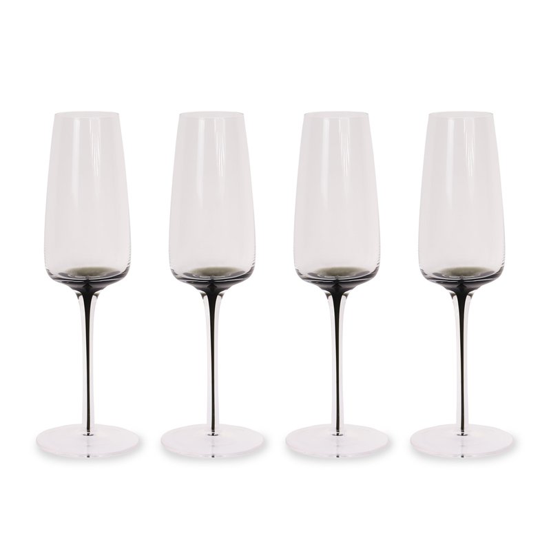 Aroma360 Hotel Collection - Dark Smoke Stem Clear Red Wine Glasses – Scratch-Resistant, Hand Wash Only – Set of 4