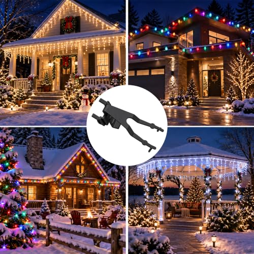 40 Pcs Black Gutter Guard Clips for Christmas Lights, Mesh Gutter Hangers