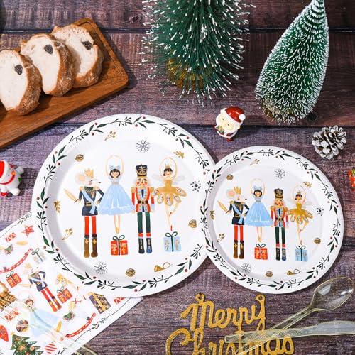 Nutcracker Christmas Party Tableware Set - 175 pcs Watercolor Holiday Disposable Dinnerware for 25 Guests