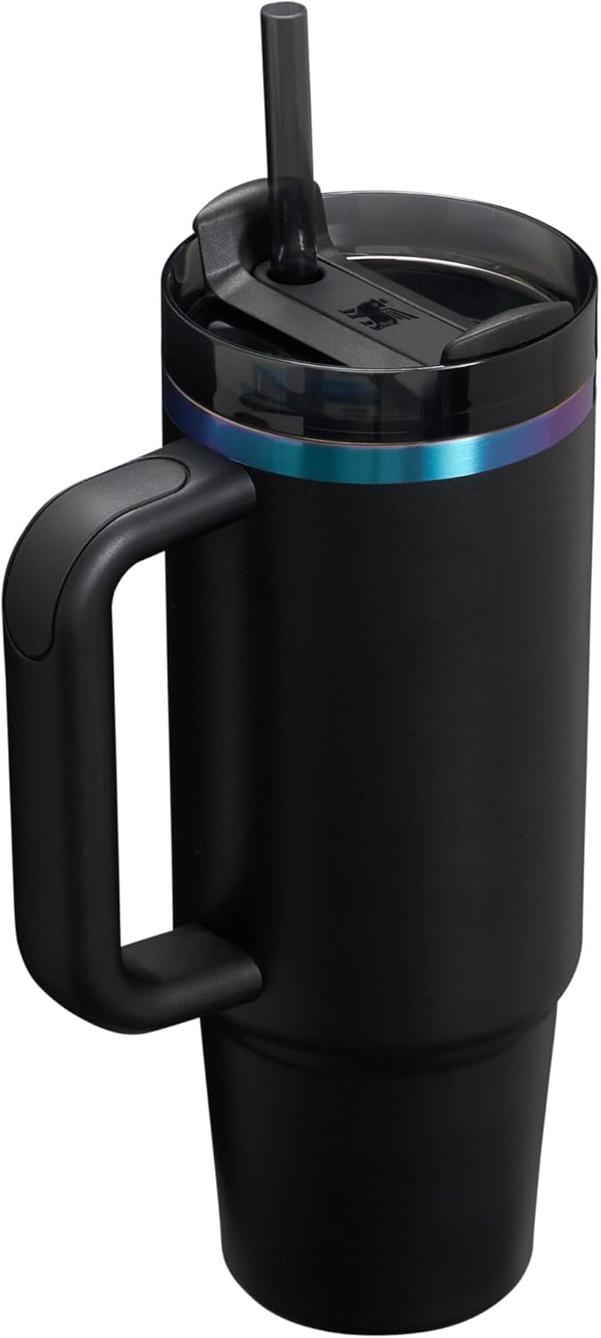 Stanley Quencher H2.0 Tumbler - 30 oz Insulated Stainless Steel Cup with Handle & Straw | BPA-Free | Black Chroma