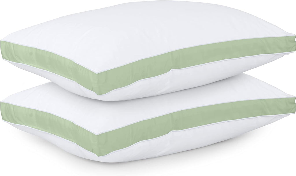 Utopia Bedding Queen Size Bed Pillows - Cooling Gusseted Design, Set of 2 in Sage Green
