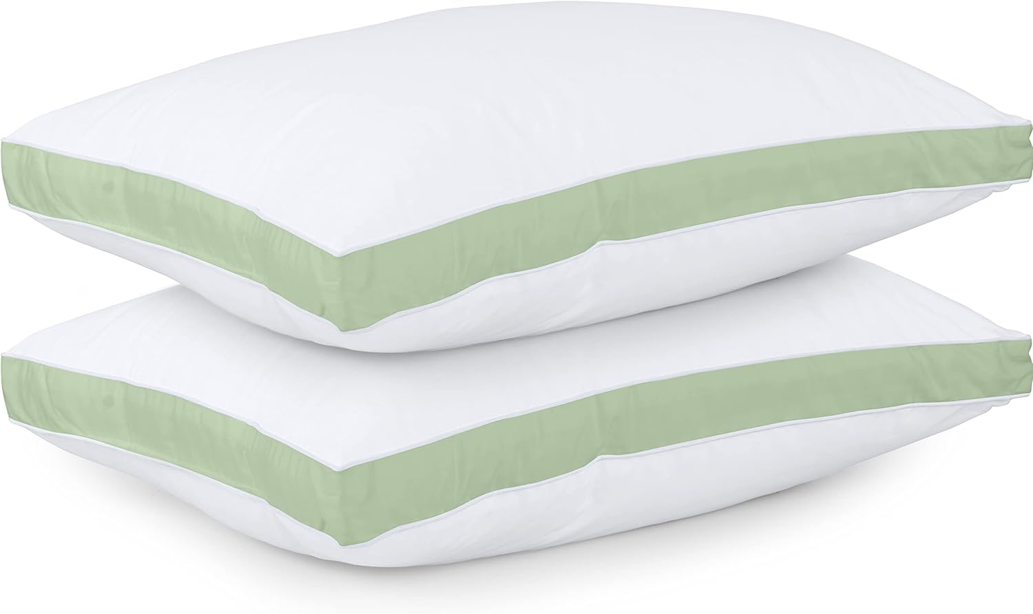 Utopia Bedding Queen Size Bed Pillows - Cooling Gusseted Design, Set of 2 in Sage Green