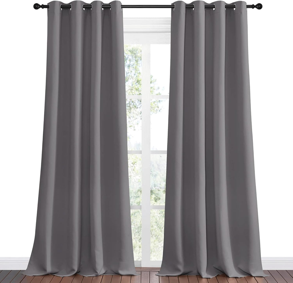 NICETOWN Blackout Curtains - Energy Saving Thermal Insulated Draperies | 55" x 108", Grey, 1 Pair