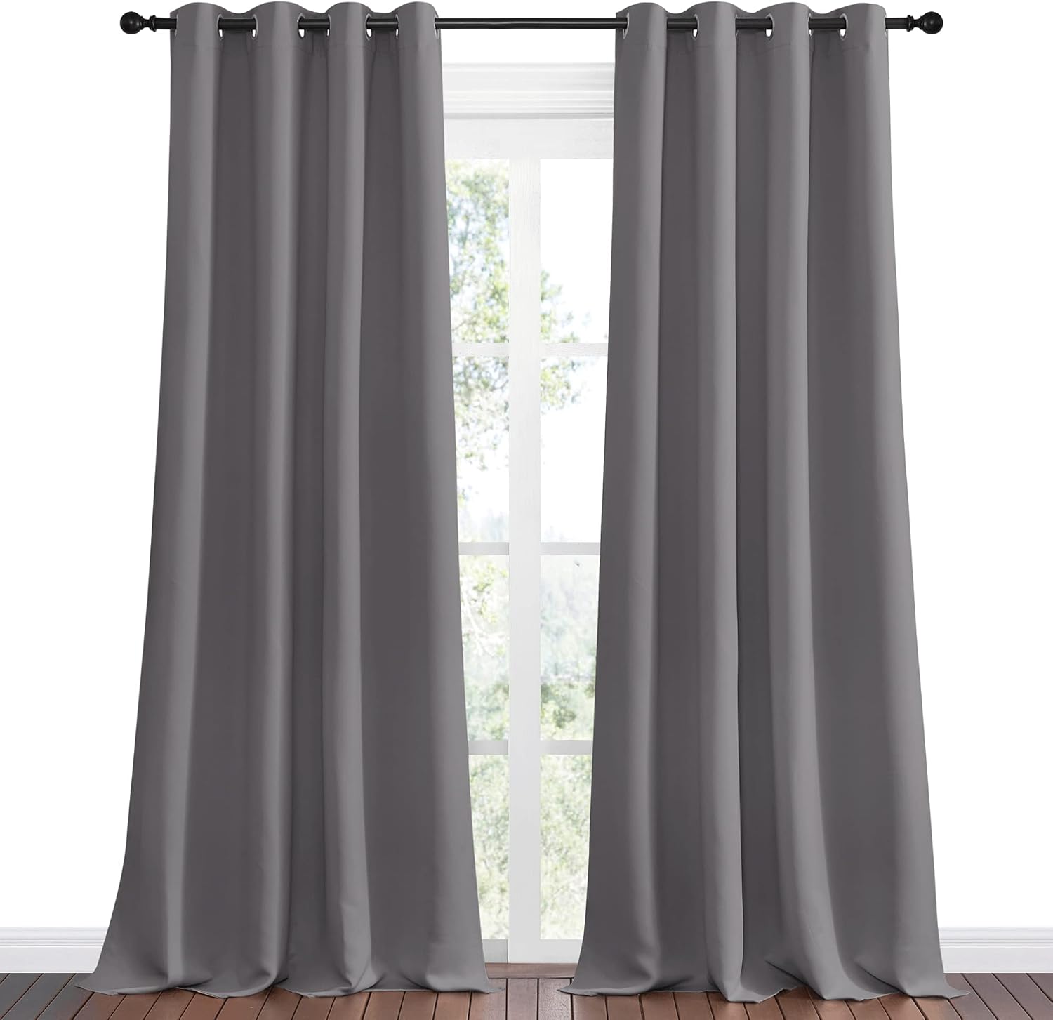 NICETOWN Blackout Curtains - Energy Saving Thermal Insulated Draperies | 55" x 108", Grey, 1 Pair