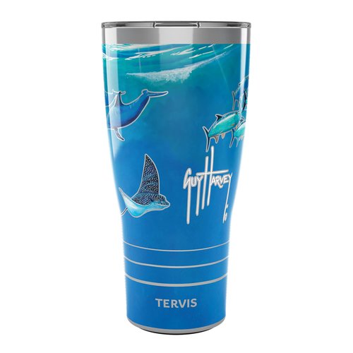 Tervis Traveler Guy Harvey Ocean Scene Triple Walled Insulated Tumbler Travel Cup Keeps Drinks Cold & Hot, 30oz, Stainless Steel