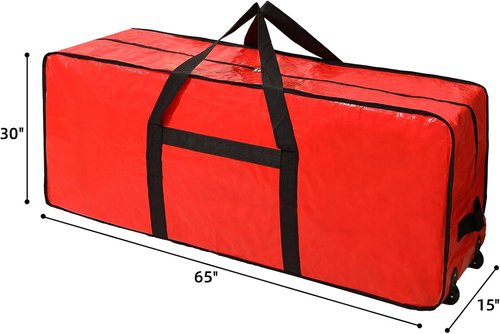 HOMEST Christmas Tree Storage Bag - Zippered Design with Wheels for 7.5-9 ft Artificial Trees - Red