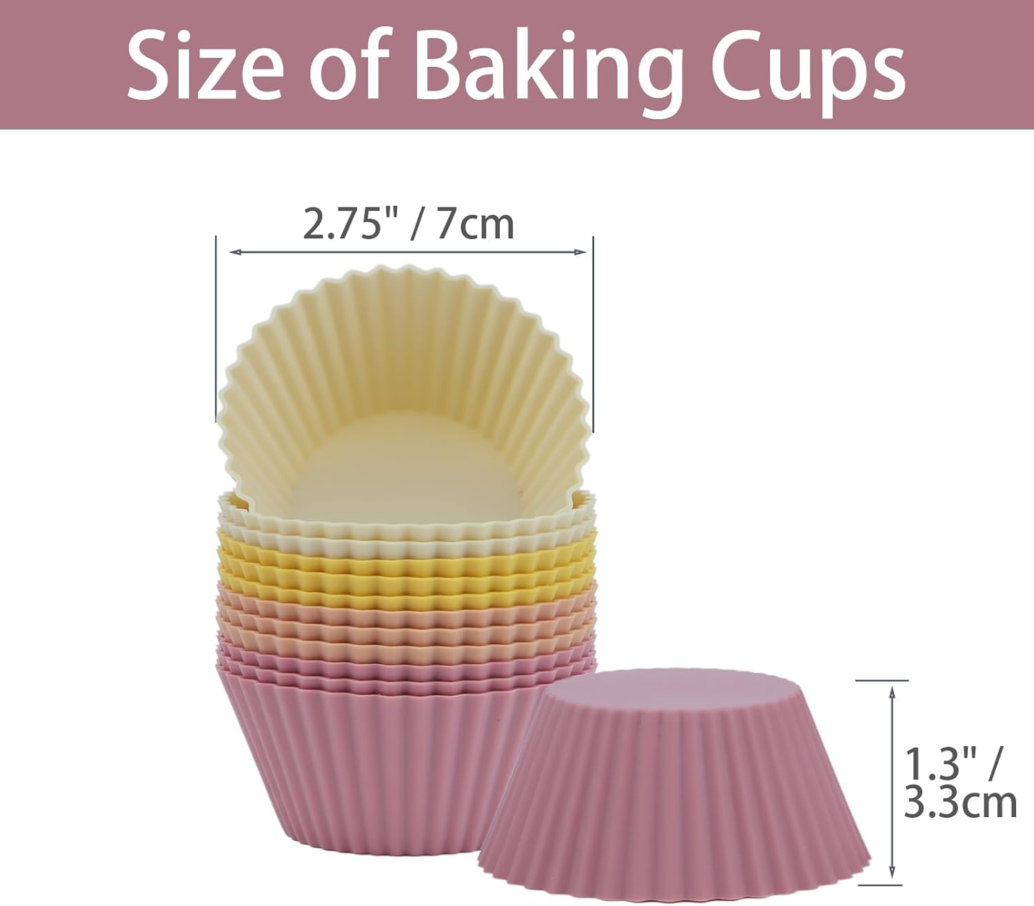 Skiennix Silicone Baking Muffin Cups - 12 Pack Reusable Cupcake Liners, BPA Free & Dishwasher Safe | Orange Series