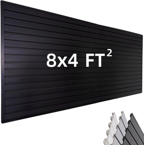 FRAYSCENT Slat Wall Paneling - Garage Tool Organizer with Wall Mount Storage | Black 8ft x 4ft PVC Panels