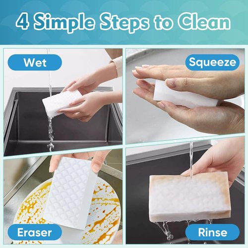 GLIMGLINT Magic Sponges - 12PK Powerful Cleaning Erasers | 2X Density Foam Pads for Multi-Surface Use