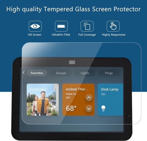 MUBUY-GOL Tempered Glass Screen Protector - 9H Hardness, Ultra Clear, Anti-Fingerprint | 2 Pack for Echo Show 8 (4th Gen, 2025)