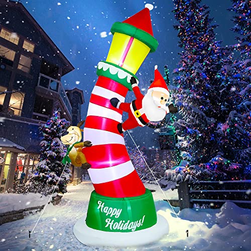 Lulu Home 9FT Christmas Inflatable Lighthouse with Santa & Reindeer - Variation Lighthouse - 9FT Height