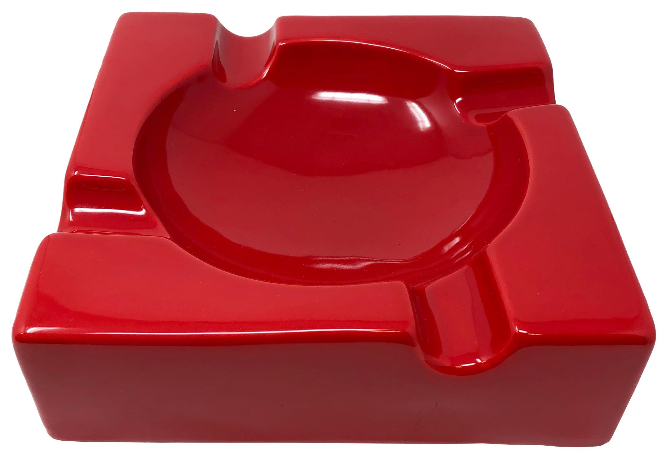 Prestige Import Group - Large Ceramic Contemporary Ashtray - High Gloss Red