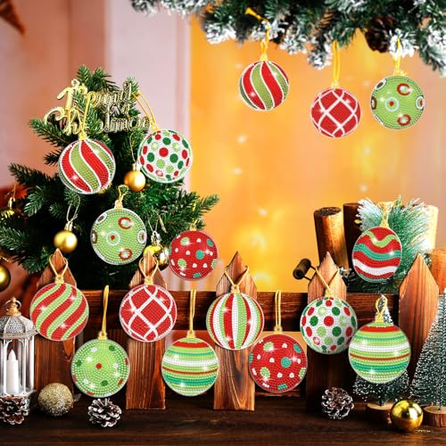 20 Pcs DIY Christmas Diamond Painting Ornament Kit - 5D Holiday Decor Craft