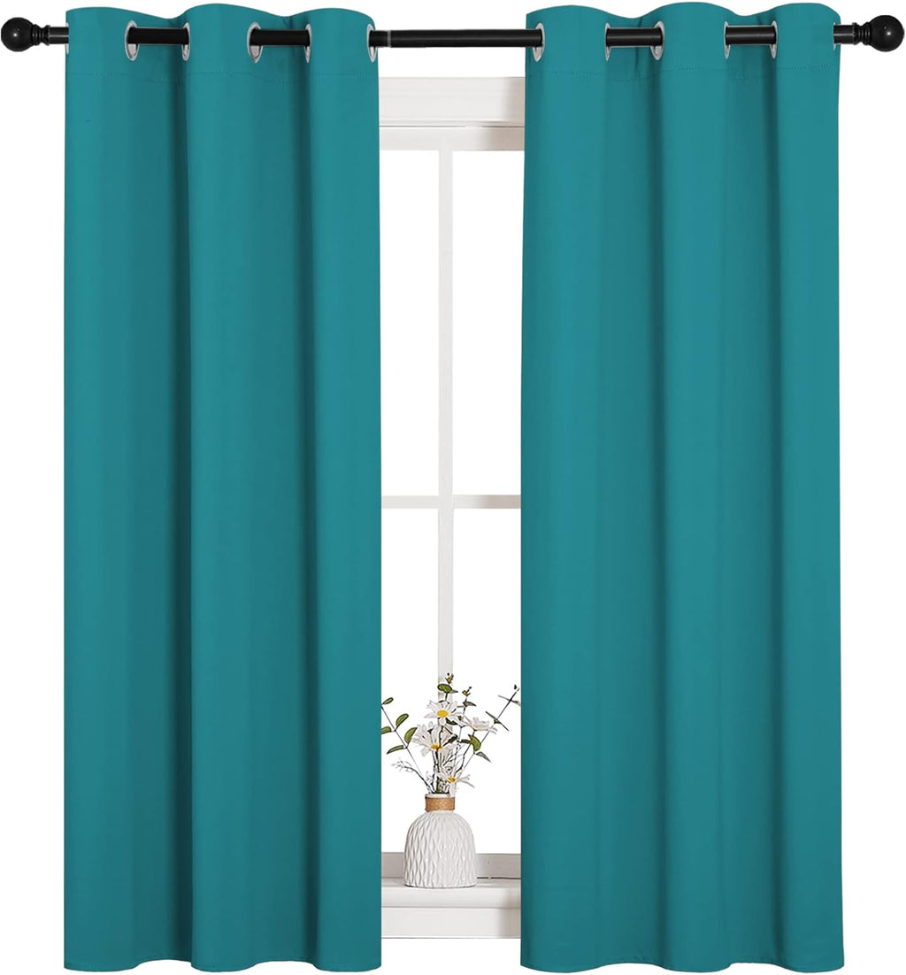 NICETOWN Blackout Curtains - Thermal Insulated Room Darkening Panels 54" Length | Peacock Teal, 2 Pieces