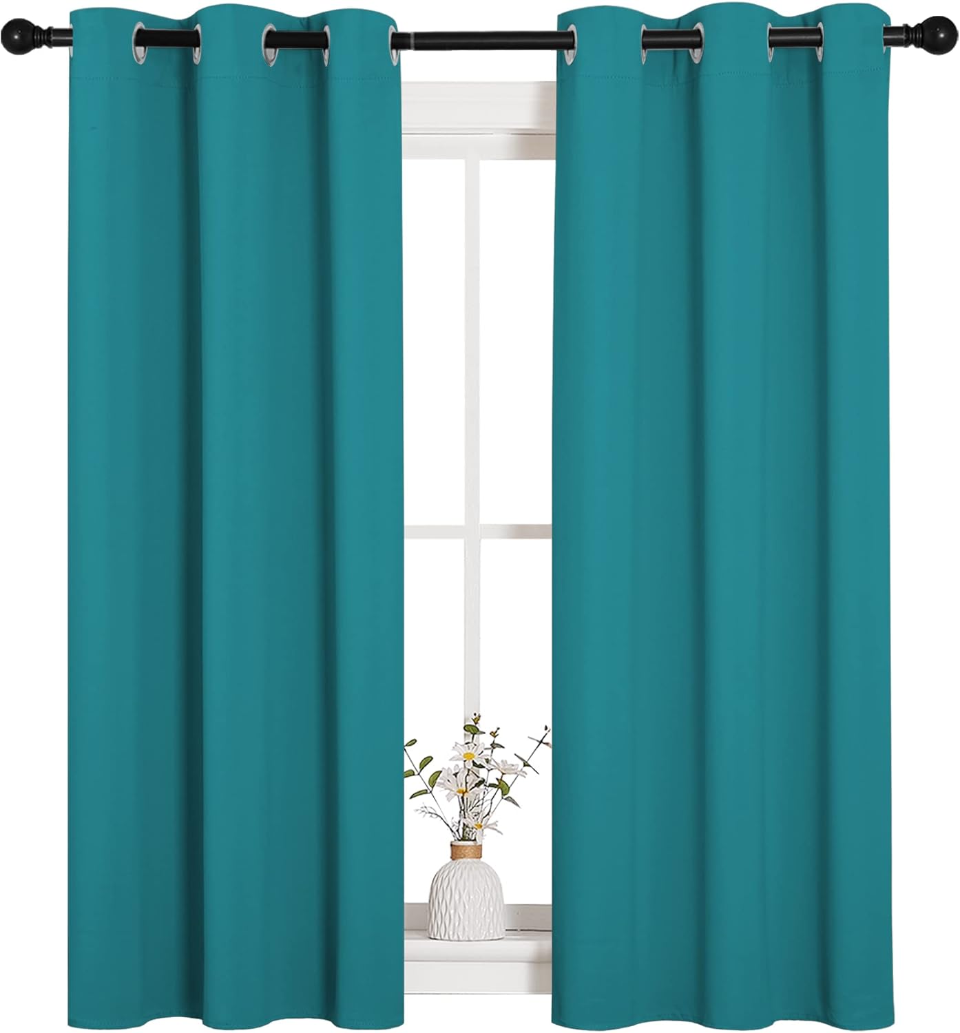 NICETOWN Blackout Curtains - Thermal Insulated Room Darkening Panels 54" Length | Peacock Teal, 2 Pieces